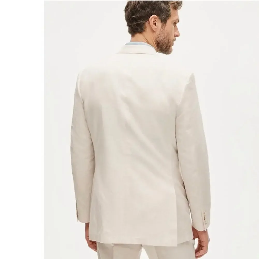 J. Crew Ludlow Slim-Fit Suit Jacket Cream Irish Cotton-Linen Blend Size 44 NWT